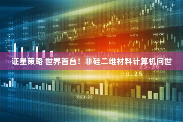 证星策略 世界首台！非硅二维材料计算机问世